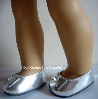 18 inch Doll Clothes Metallic Silver Ballet Flats Shoes
