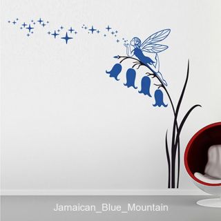 Bell Flowers Fairy Blue Silhouette Removable Wall Sticker Decal