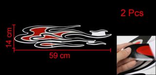 2 Pcs Vehicle Car Decorative Flame Shaped Decal Sticker Black Red