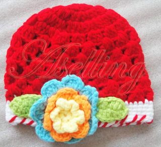 Baby Girl Toddler Cute Handmade Flower Knit Crochet Beanie Hat Cap Headband Gift