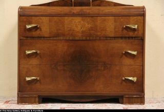 Art Deco 1940 Waterfall Dresser Tall Chest Bakelite Hardware