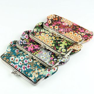 Retro Embroidered Small Floral Bunk Wallet Hasp Purse Lady Wallet Clutch Bag
