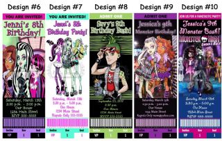 Monster High Birthday Party Ticket Invitations Supplies and Favors