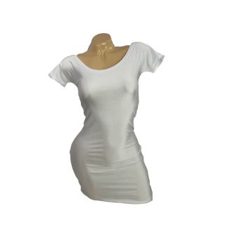 Sexy Women Skirt White UV Glow Sexy Clubwear Short Sleeve Mini Dress Lycra 297