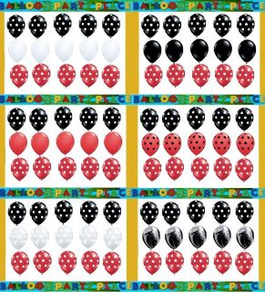 15 Red Black Polka Dot Latex Balloons Ladybug Mickey Minnie Mouse Party Supplies