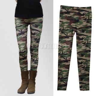 Women's Sexy Camo Camouflage Stretch Trousers Army Green Tights Pants Leggings