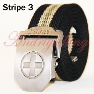Cross Stainless Steel Buckle Military Army Mens Womens Sports Web Canvas Belt L