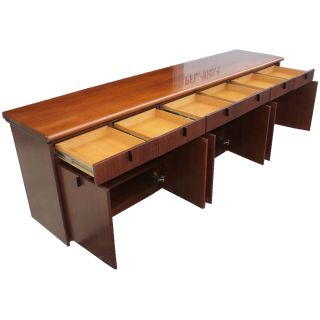 9ft Mid Century Modern Wood Credenza Cabinet