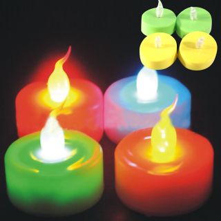 4 x Colour Changing Flickering LED Tea Lights Candles Flameless Mood Battery