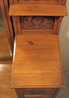 Antique English Walnut Vanity Chest Dresser w Mirror