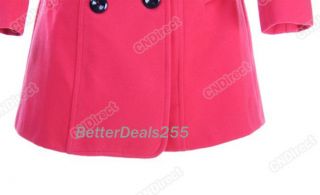 Hot Luxury Womens Slim Double Breasted Coat Wool Jacket Winter Outwear 4 Colors