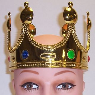 10 Gold King Crown Plastic Costume Jeweled Hat Queen