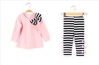 2pc New Baby Kids Outerwear Long Pants Set Clothes Cute Girls Size 2 6Years