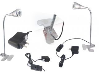 Black White Silver Clip on LED Desk Lamp Hobby Home Office Adjustable Light New
