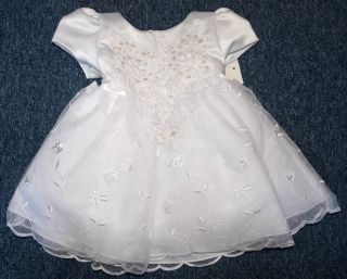 New Baby Girl 3 Piece White Christening Dress Size 12 Months Keepsake Bible