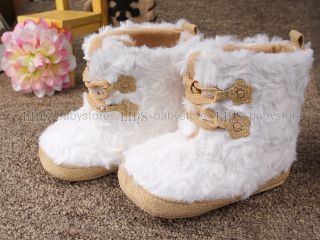 New Toddler Baby Girl White Fur Boots Shoes 3 6 Months A934