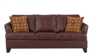 Simmons Upholstery Umber Brown Soft Leather Queen Size Sofa Sleeper New