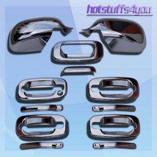 99 06 Chevy Silverado GMC Sierra Chrome Tailgate Door Handle Mirror Covers Set