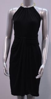 Calvin Klein Womens 12 Matte Jersey Gold Ring Halter Dress Black