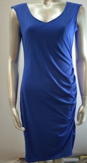 Shape FX Womens 16 Sleeveless Side Ruched Cocktail Dress Azure