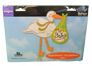 XL 39" New Baby Stork Super Shape Mylar Foil Balloon Shower Party