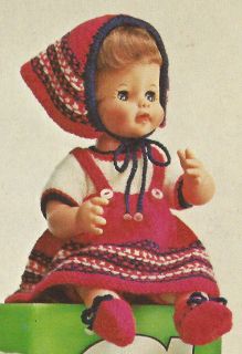 Vintage Knitting Pattern to Make 13 18 inch Doll Clothes Boy Girl Suit Dress Hat