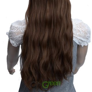 New Deep Flax Yellow Color Women Layer Straight Bang Long Curly Hair Wig Deep