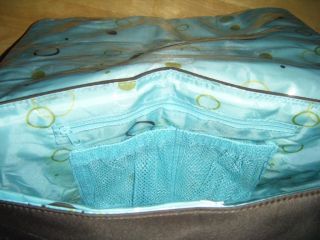 George Baby Boom Brown Aqua Magnetic Closure Carry All Diaper Bag Changing Pad