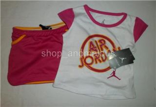 Nike Air Jordan Baby Girls Shirt Shorts Skirt Outfit Clothes Set Sz 24M 2 2T