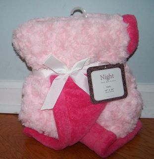 Hot Light Pink Night Swirl Plush Cuddly Soft Reversible Baby Blanket