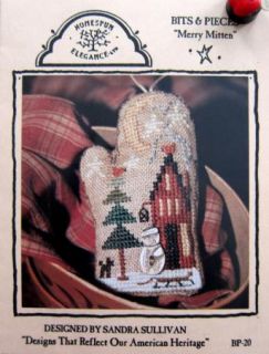 Mini Pattern Counted Cross Stitch Primitive Homespun Elegance Christmas Mitten