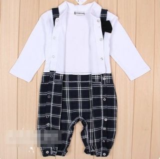 Hot Newborn Baby Boys Formal Jumpsuit Onepiece Suit Bodysuit "Bow Tie Romper"