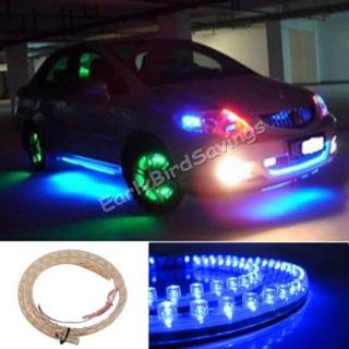 Blue 24cm 24LED PVC Neon Flexible LED Strip Light Waterproof for Car Motorcycle