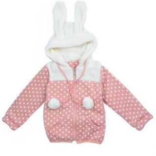 Baby Girls Winter Coat Jacket 1 5Y Kids Warm Hooded Top Shirt Rabbit Hat Outwear