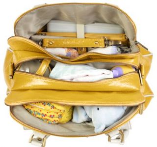 2013 Timi Leslie Faux Leather Convertible Baby Diaper Bag Sophia Yellow White