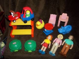Vtg Little Tikes Father Mother Girl Table Chair Highchair and More 17 Peices All