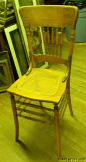 Antiq Victorian Oak Cane Youth High Chair Peirce Boston