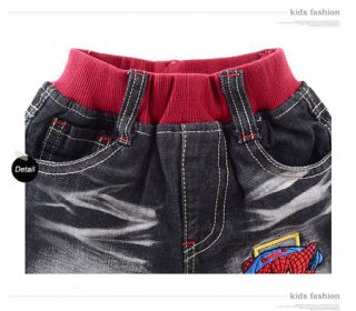 Baby Kids Child Boys Black Spider Man Fleece Pants Jeans 2 9 Years M2211A
