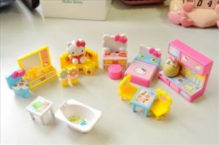 Hello Kitty Girl Pretend Play Mini House Furnitures Toy Set Life House Sanrio