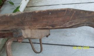 Antique Feed Store Wood Hand Cart 2 Wheeler Metal Casters Dolly