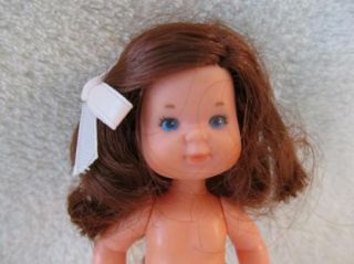 Mattel Rosebud Baby Toddler Barbie Doll Brown Hair Blue Eyes Hair Bow Undies