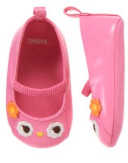 Gymboree Bright Owl Crib Shoes 01 04 Pink Mary Jane Face Flower Girls