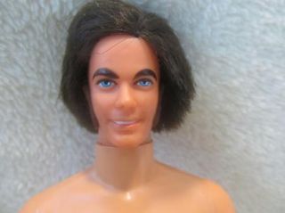 Cute Ken Doll Straight Long Styled Dark Brown Hair Blue Eyes Sideburns