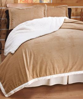 Fireside Plush Blankets or Shams Chocolate or Tan Bedding King or Full Queen
