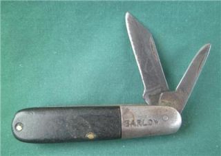 Vintage Barlow Kutmaster 2 Blade Folding Pocket Knife Black Handle Hunting