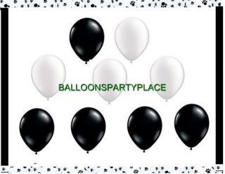9 Latex Balloons Black White Party Polka Dot Damask Paw Prints Birthday Supplies