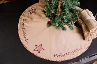 Silent Night Holy Night Stars Mini Christmas Tree Skirt 21" Diameter