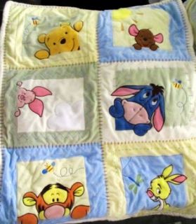 Winnie The Pooh Disney 5 Piece Baby Appliqued Bedding Crib Set EXC LN