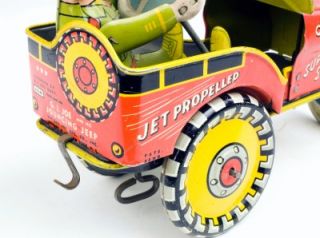 G I Joe His Jouncing Jeep Beautiful 1950s Wind Up Tin Litho Toy RARE
