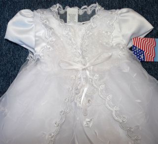 New Baby Girl 3 Piece White Christening Dress Size 12 Months Keepsake Bible